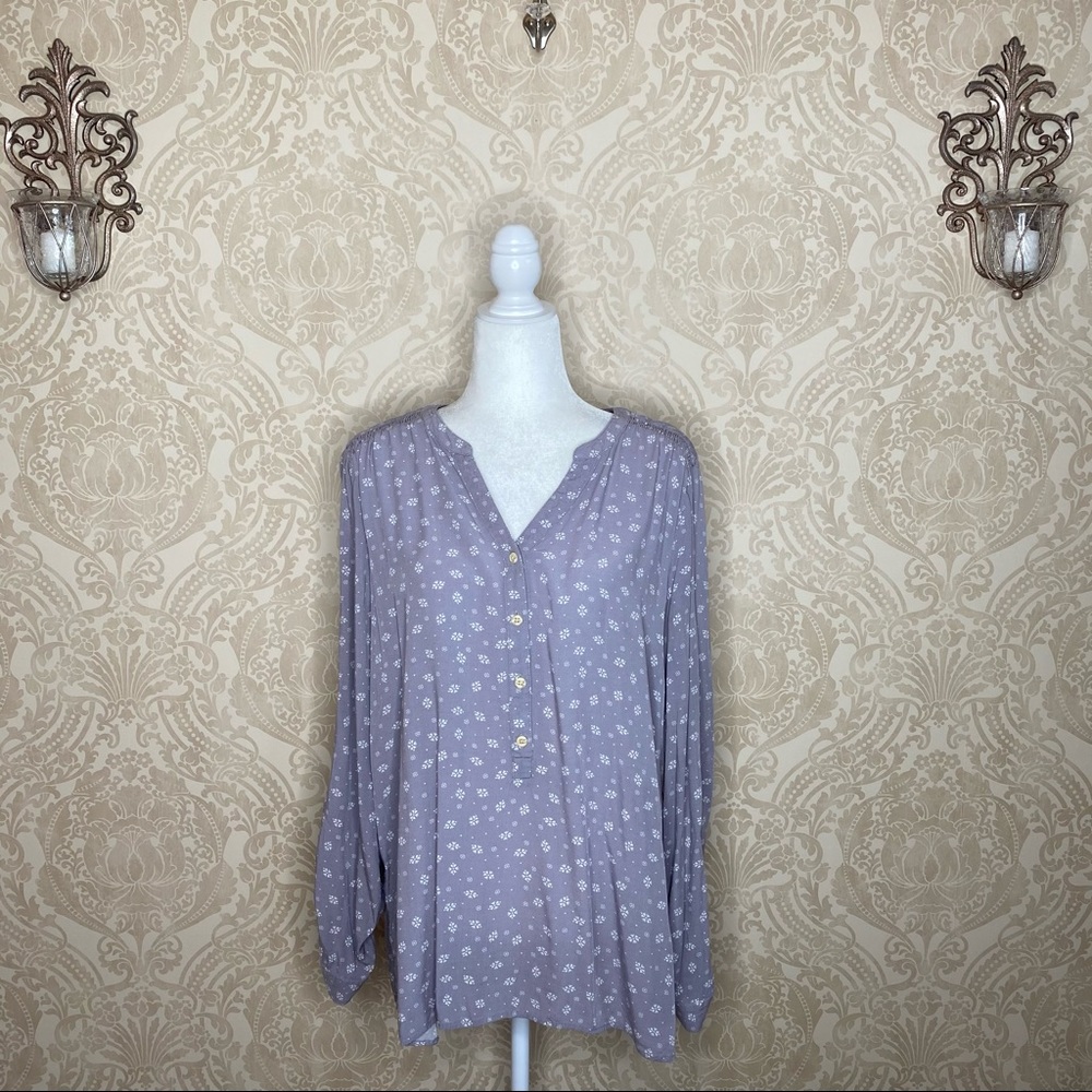 Bass Floral Print Long Sleeve Blouse